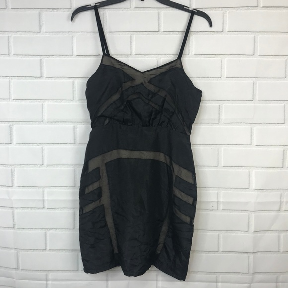 silence + noise Dresses & Skirts - Silence + Noise Black Dress Sexy Sheath Nude Mesh